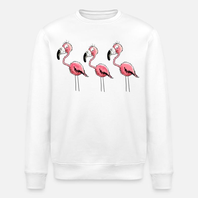 Flamingo Trio - Stanley/Stella Unisex Bio-Sweatshirt ROLLER - Weiß