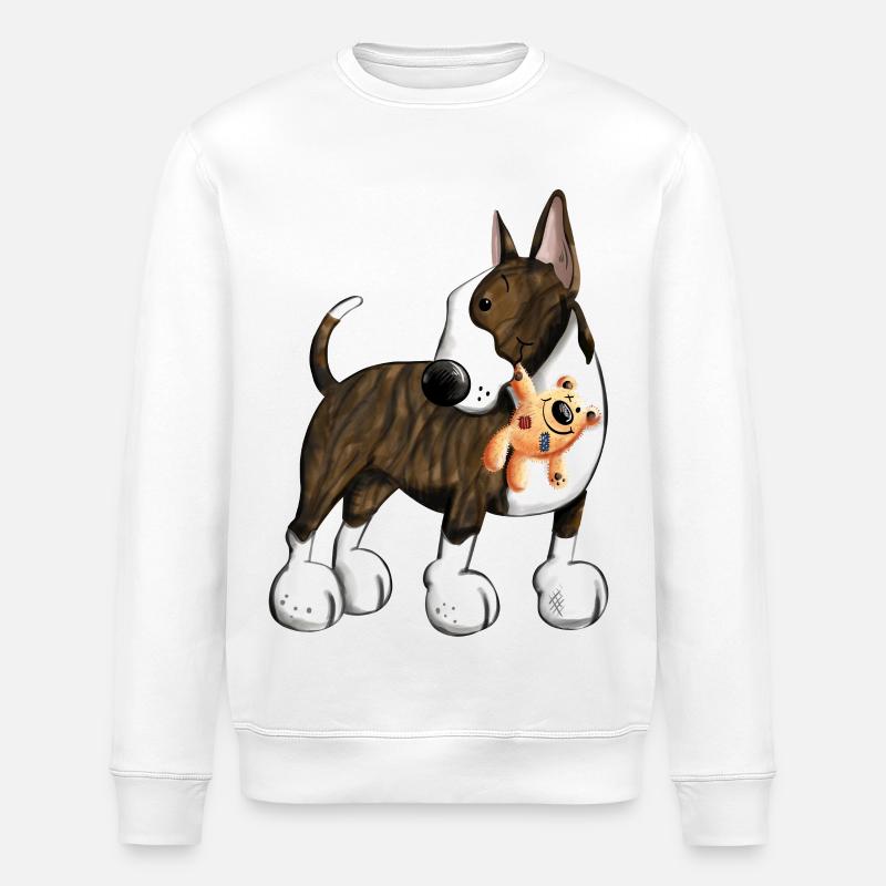 Bullterrier mit Teddy - Stanley/Stella Unisex Bio-Sweatshirt ROLLER - Weiß
