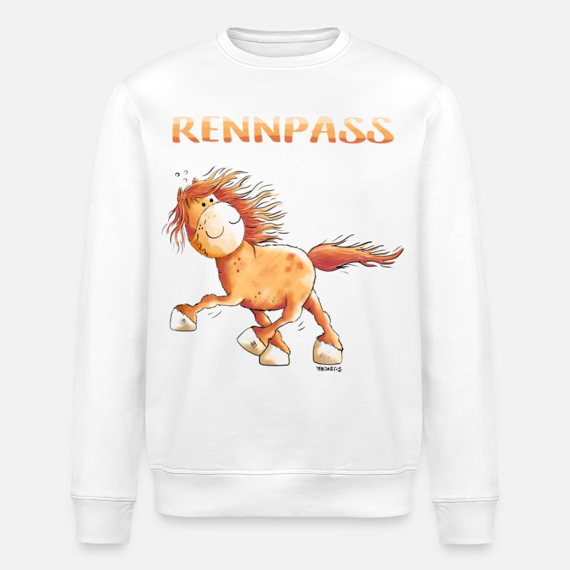 Rennpass Islandpferd - Comic - Fun - Stanley/Stella Unisex Bio-Sweatshirt ROLLER - Weiß
