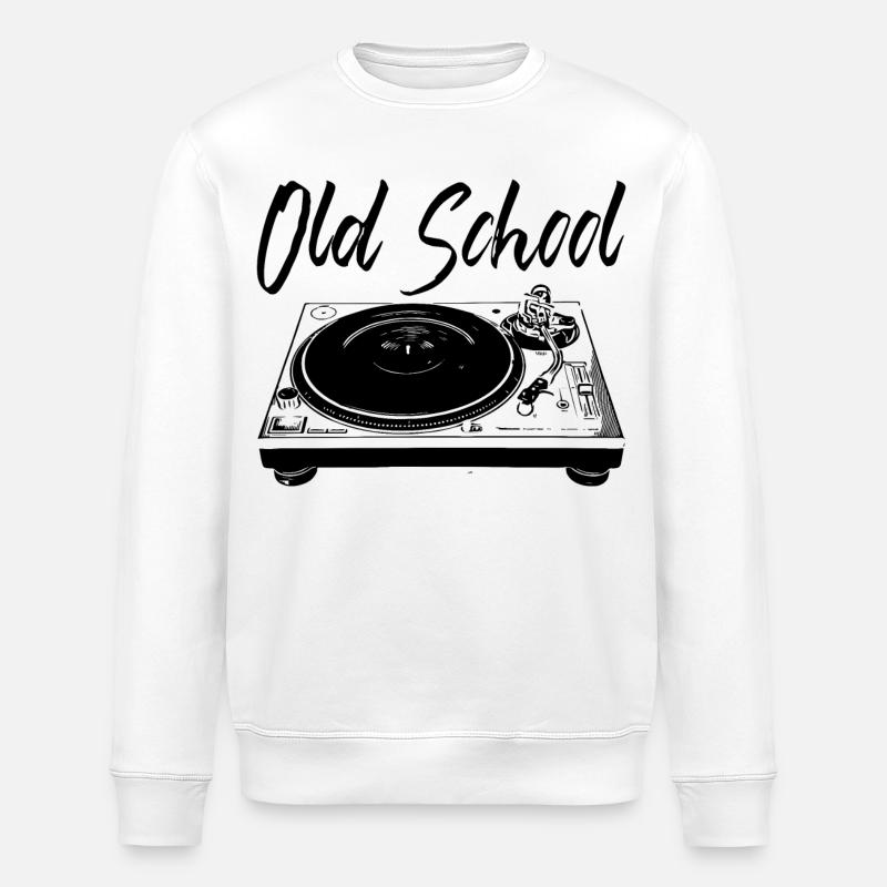 Old School - Turntables - Stanley/Stella ROLLER Unisex Organic Sweatshirt - white