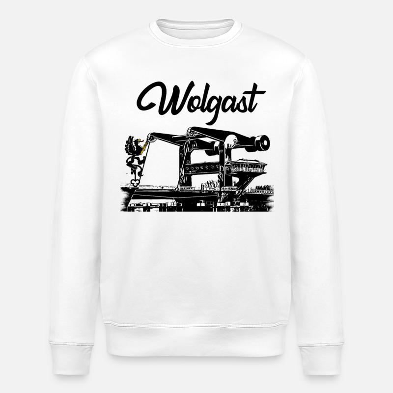 Wolgast - Peenebrücke - Usedom - Stanley/Stella Unisex Bio-Sweatshirt ROLLER - Weiß
