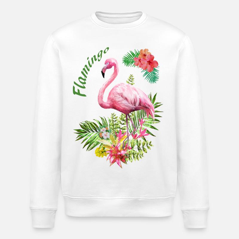 flamant rose - Sweat bio ROLLER Stanley/Stella Unisexe - blanc