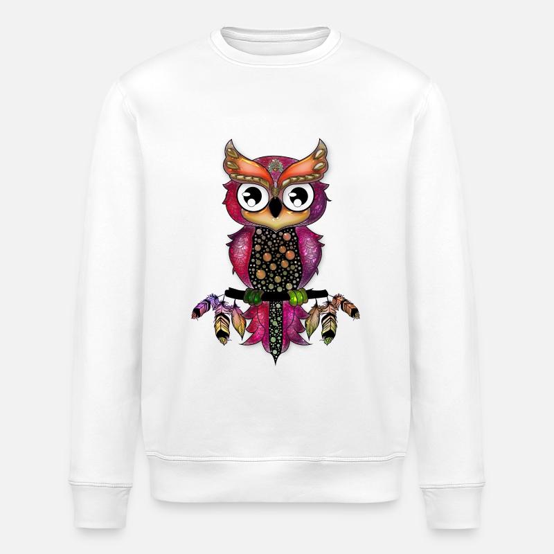 Süße elegante Eule - Stanley/Stella Unisex Bio-Sweatshirt ROLLER - Weiß