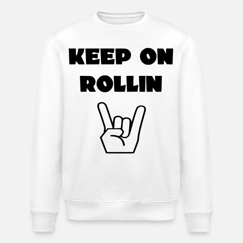 Always keep rolling with your wheelchair # - Stanley/Stella ROLLER Unisex Organic Sweatshirt - white