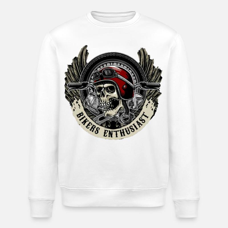 Motorradfahrer, Skull - Stanley/Stella Unisex Bio-Sweatshirt ROLLER - Weiß