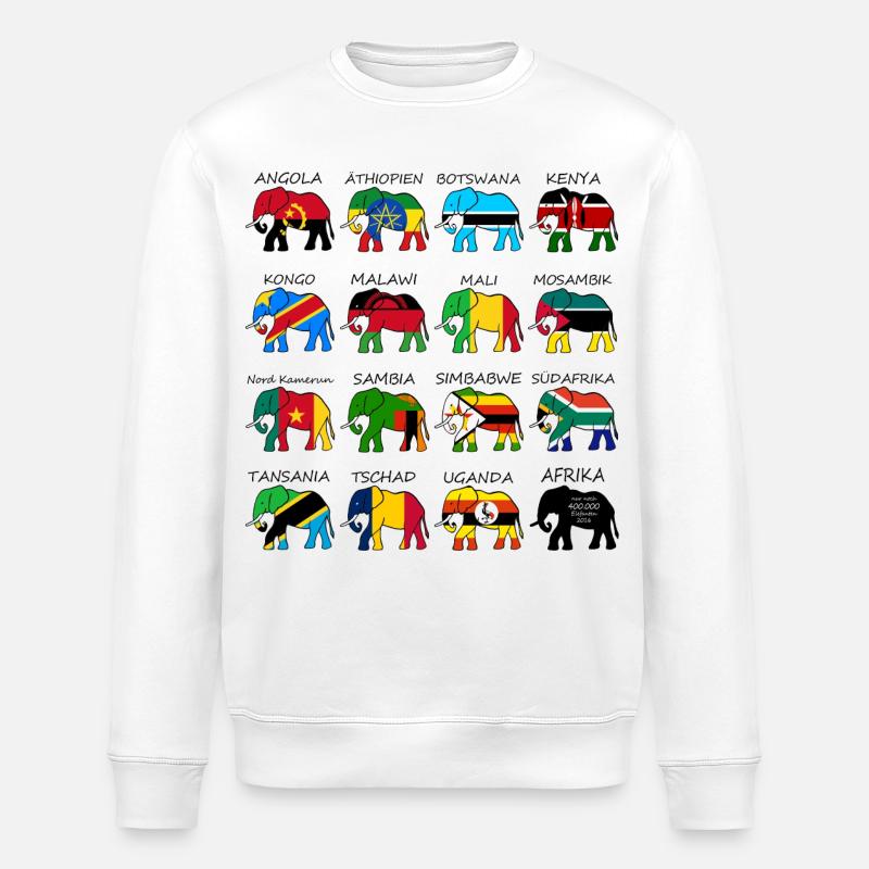 ELEFANTEN AFRIKAS mit Flaggen - Stanley/Stella Unisex Bio-Sweatshirt ROLLER - Weiß