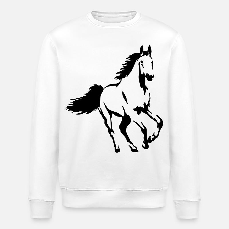Pferd Tier Hengst Stute Fohlen - Stanley/Stella Unisex Bio-Sweatshirt ROLLER - Weiß