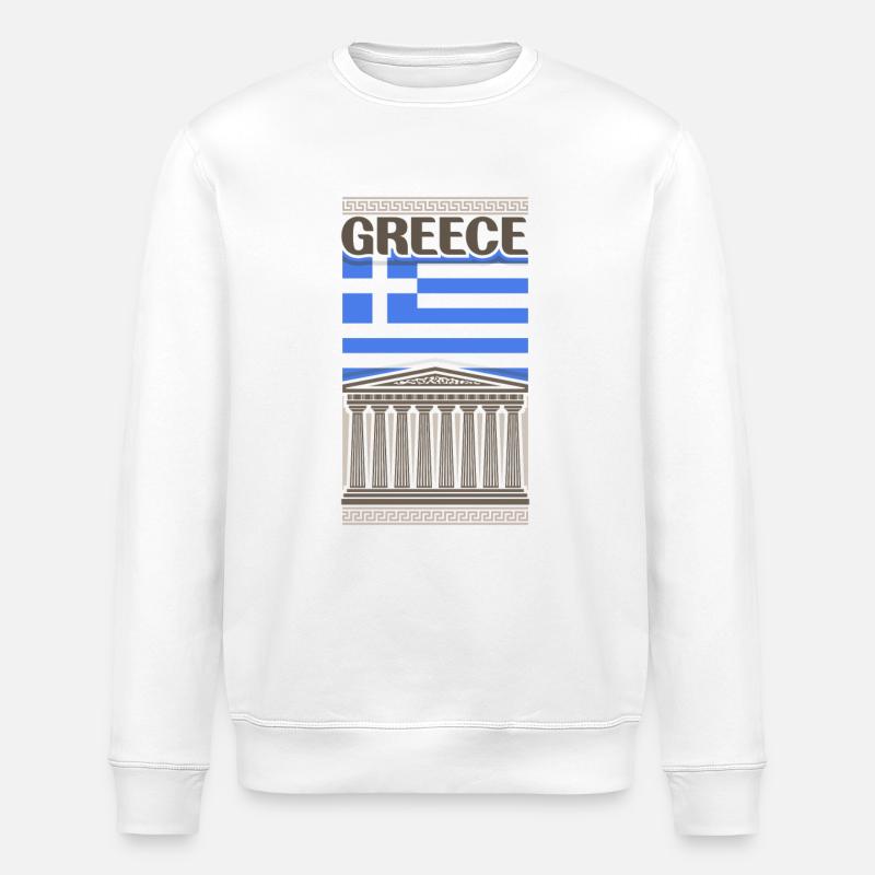 Grèce Souvenir Landmark, Grèce Drapeau Voyage - Sweat bio ROLLER Stanley/Stella Unisexe - blanc