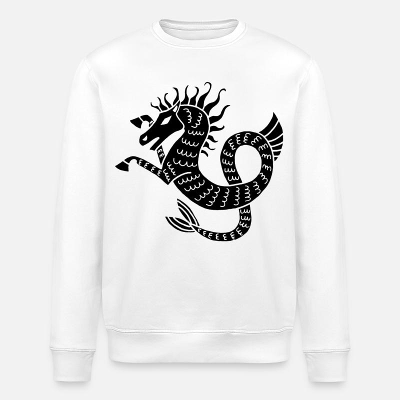 Cheval de mer noir - Sweat bio ROLLER Stanley/Stella Unisexe - blanc