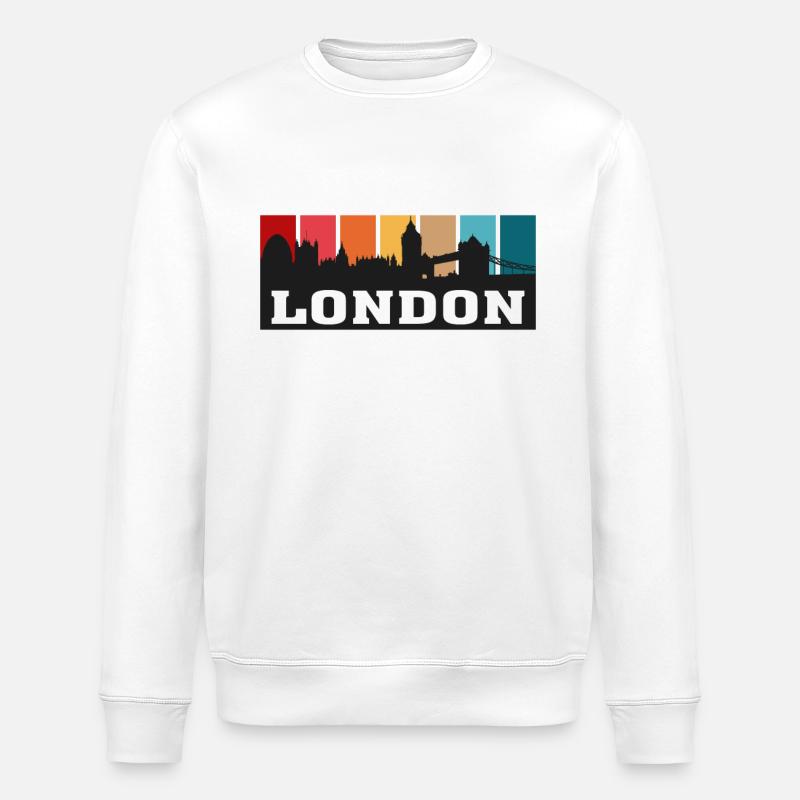 Londres Angleterre Voyage Skyline Souvenir Silhouette - Sweat bio ROLLER Stanley/Stella Unisexe - blanc