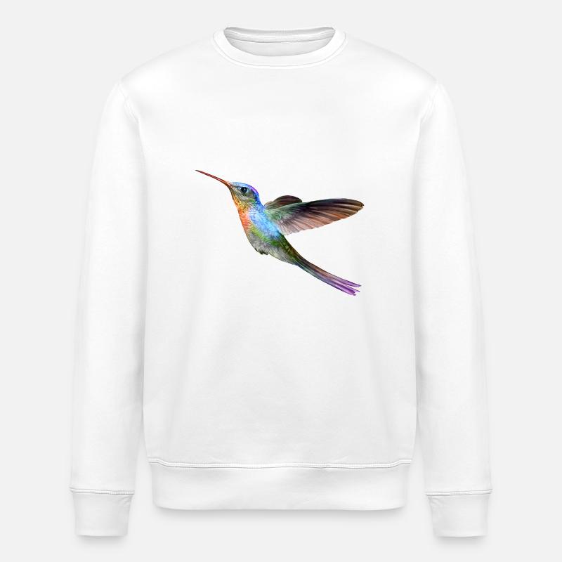 Farbenfroher Kolibri im Flug - Stanley/Stella Unisex Bio-Sweatshirt ROLLER - Weiß