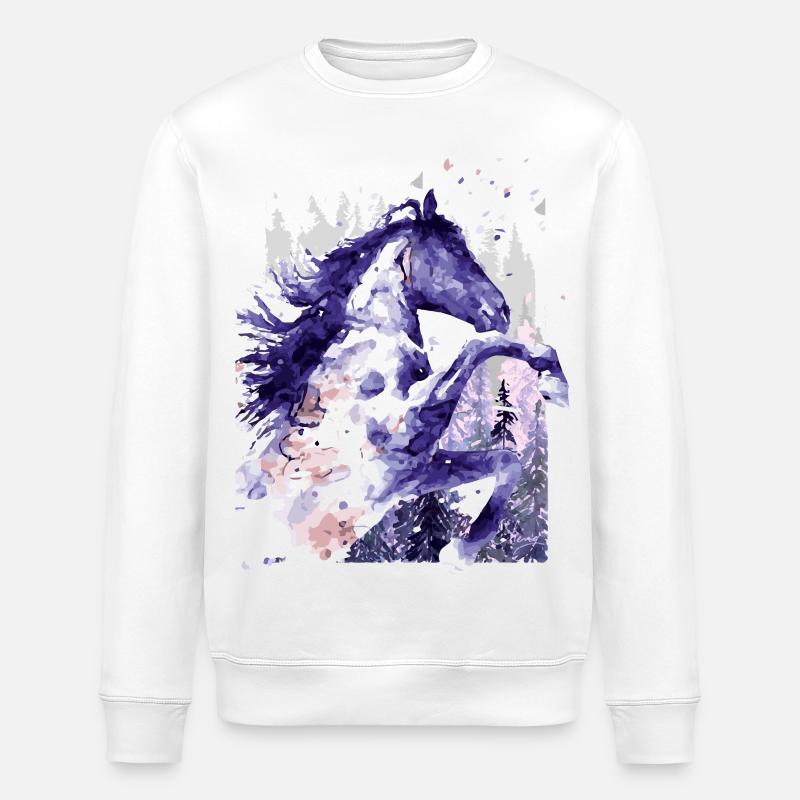 Équitation - Équitation - École d’équitation - Aquarelle - Sweat bio ROLLER Stanley/Stella Unisexe - blanc
