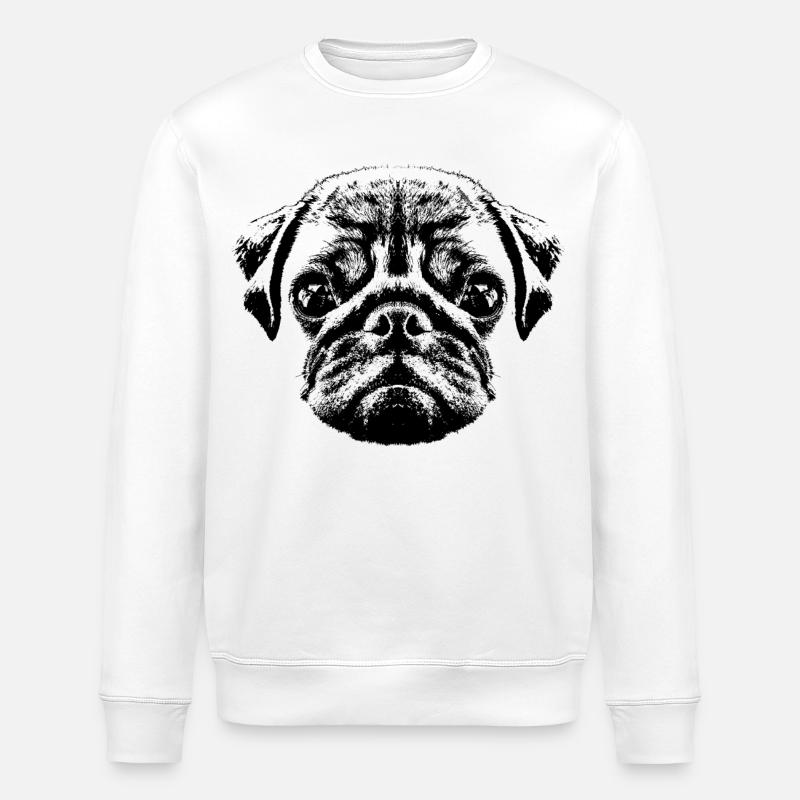 Mopswelpe / Mops Baby / Pug face - Stanley/Stella Unisex Bio-Sweatshirt ROLLER - Weiß