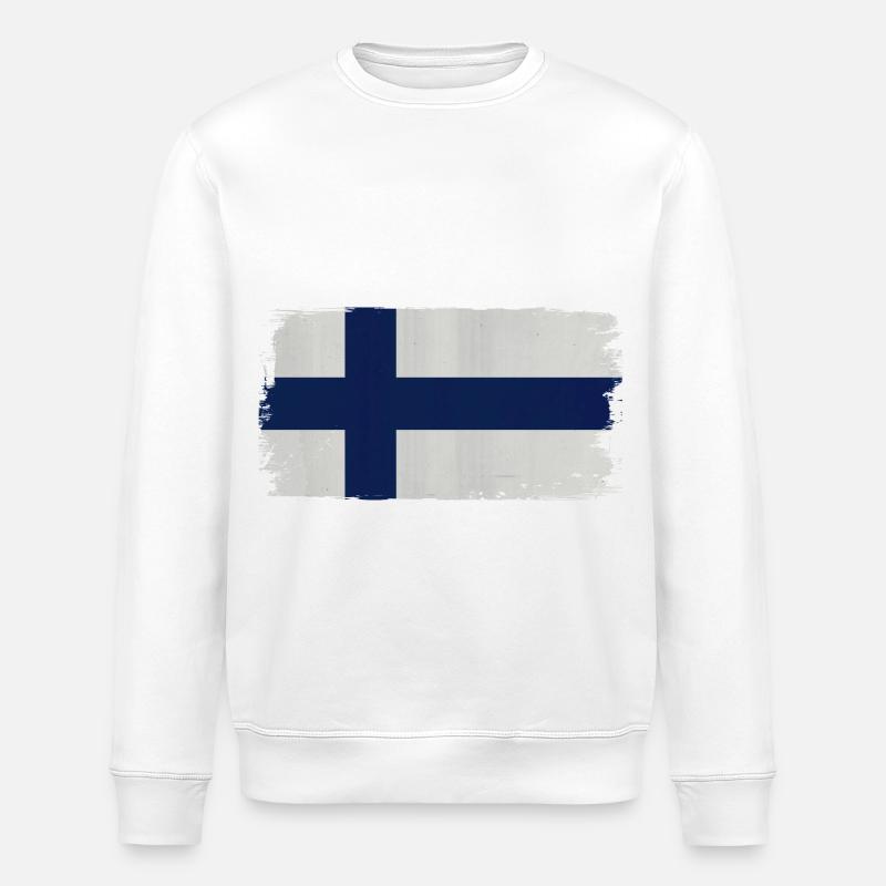 Drapeau finlandais aspect acrylique - Sweat bio ROLLER Stanley/Stella Unisexe - blanc