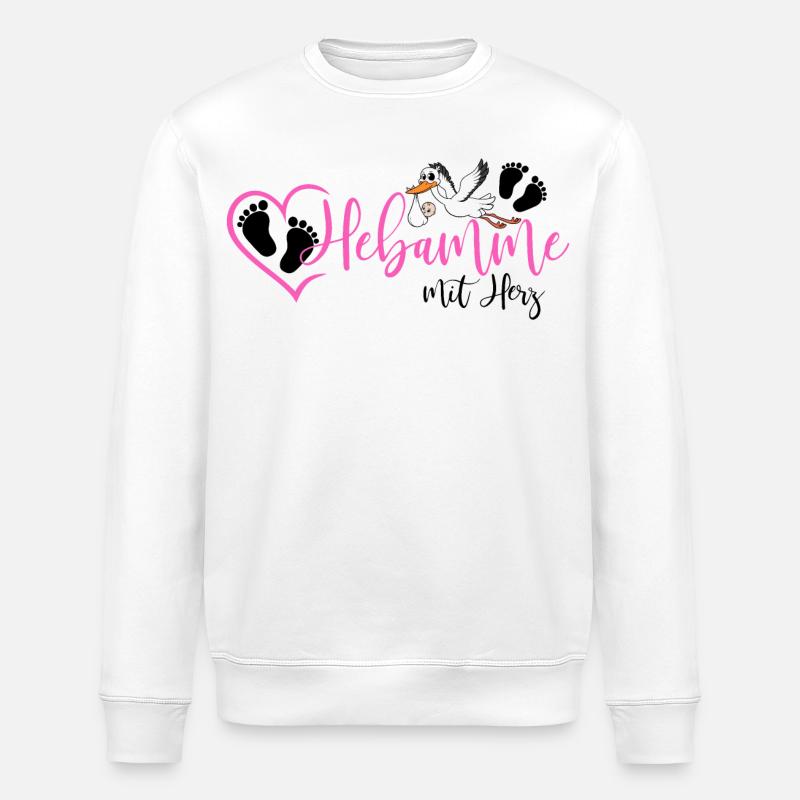 Hebamme mit Herz  - Stanley/Stella Unisex Bio-Sweatshirt ROLLER - Weiß