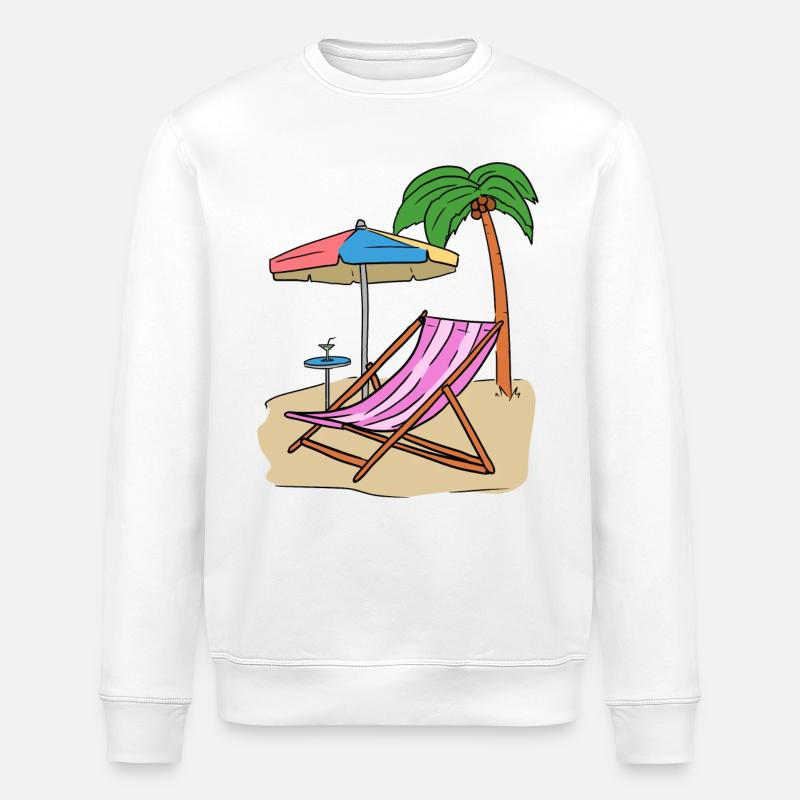 Vacances Palmen plage île Loisirs Mer - Sweat bio ROLLER Stanley/Stella Unisexe - blanc