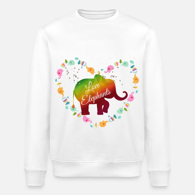 Conception du cœur d’éléphant arc-en-ciel - Sweat bio ROLLER Stanley/Stella Unisexe - blanc