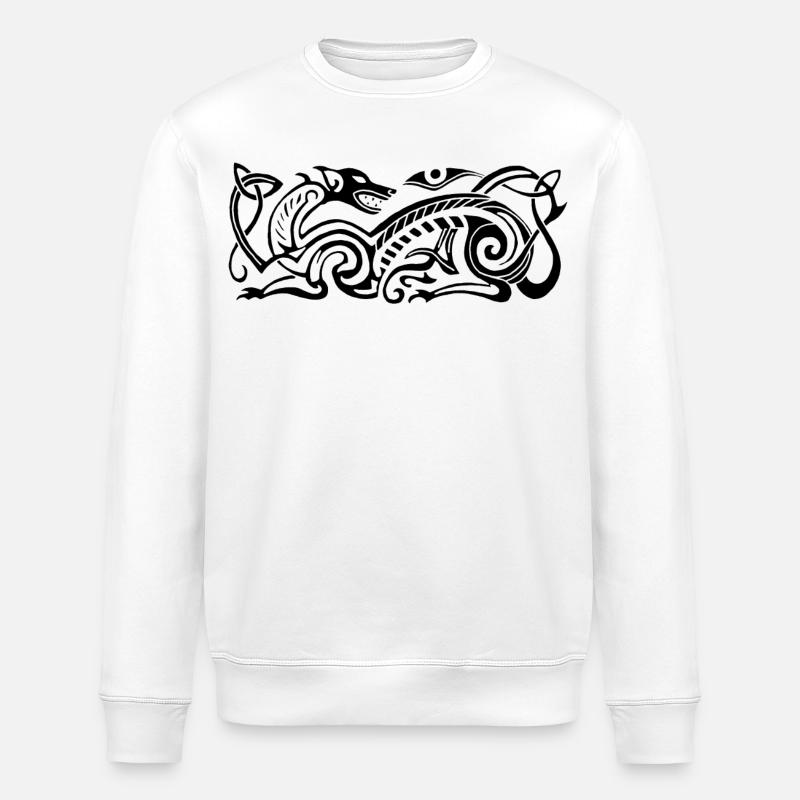 Keltischer Jagdhund (schwarz) - Stanley/Stella Unisex Bio-Sweatshirt ROLLER - Weiß