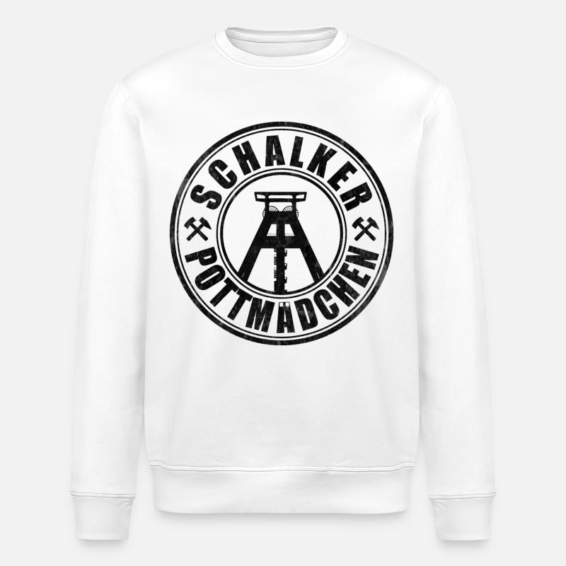 Schalker Pottmädchen | Ruhrpott Mädchen - Stanley/Stella Unisex Bio-Sweatshirt ROLLER - Weiß