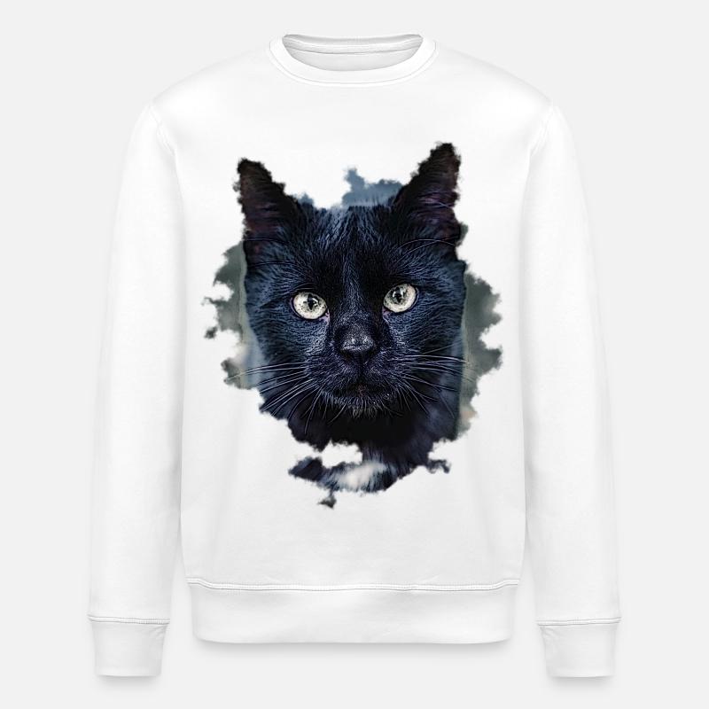blackcat/ schwarze Katze - Stanley/Stella Unisex Bio-Sweatshirt ROLLER - Weiß