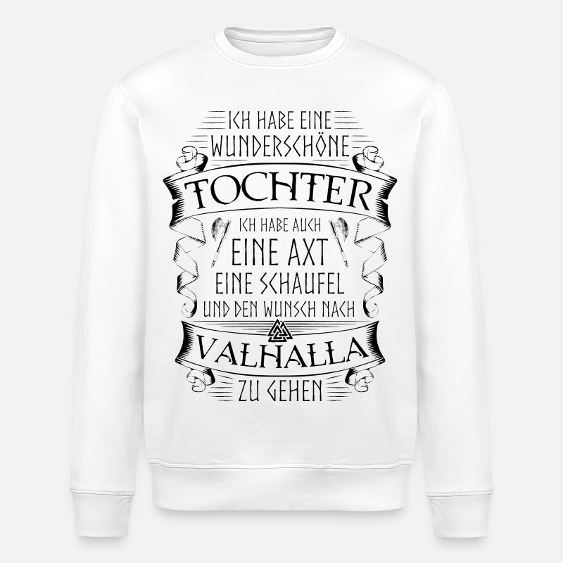 Vater Tochter Wikinger Spruch Valknut Valhalla - Stanley/Stella Unisex Bio-Sweatshirt ROLLER - Weiß