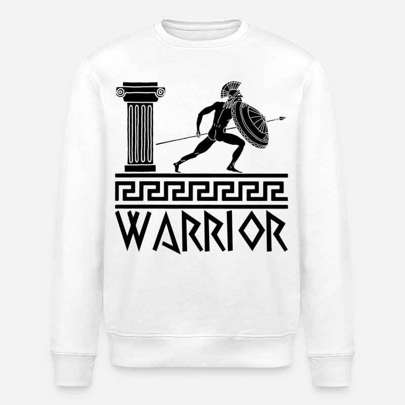 Griechischer Krieger schwarze Hoplite - Stanley/Stella Unisex Bio-Sweatshirt ROLLER - Weiß