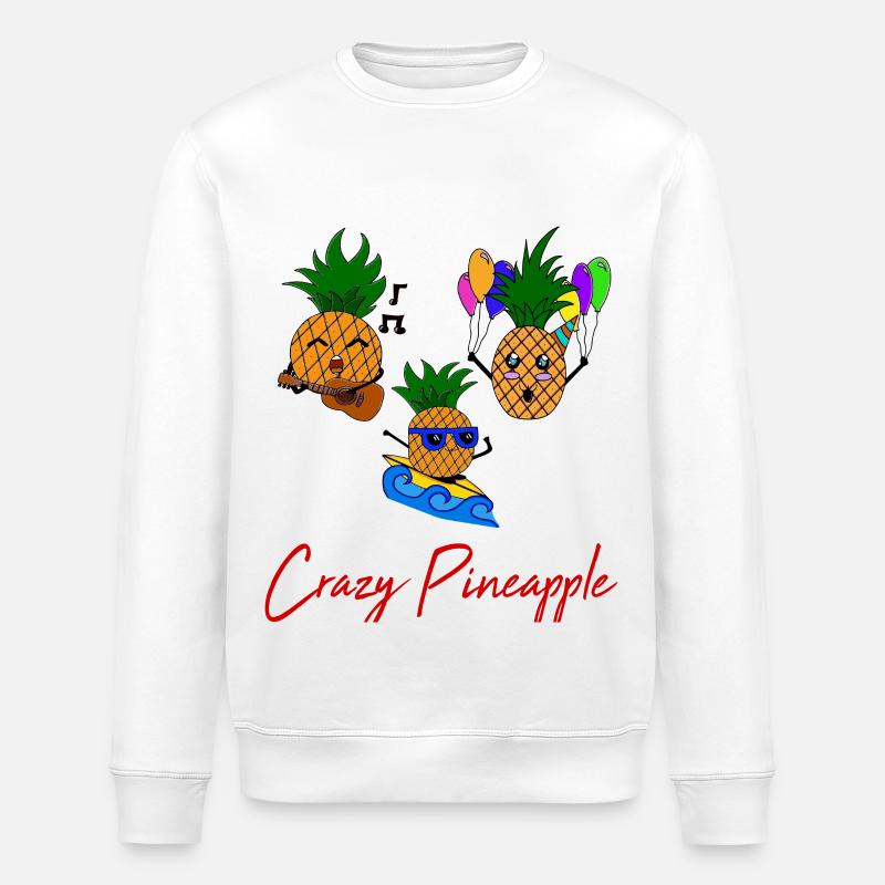 Crazy Pineapple / Summer / Crew / Proverbs / Pineapple - Stanley/Stella ROLLER Unisex Organic Sweatshirt - white