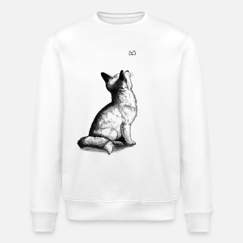 Chiot renard avec papillon - Sweat bio ROLLER Stanley/Stella Unisexe - blanc