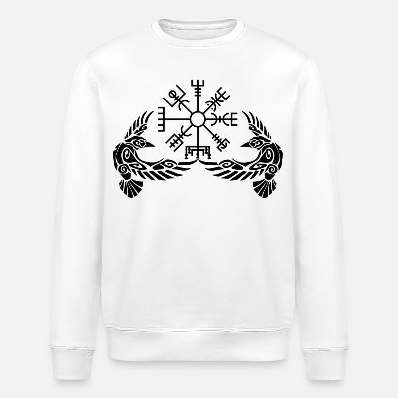 Schwarze Krähen und Wikingerkompass - Stanley/Stella Unisex Bio-Sweatshirt ROLLER - Weiß