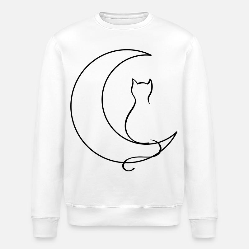 Chat de lune - Sweat bio ROLLER Stanley/Stella Unisexe - blanc