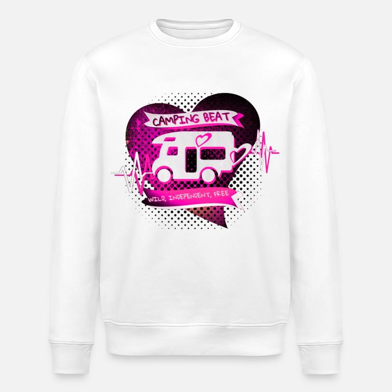Camping Beat: Wildes Camperleben - Stanley/Stella Unisex Bio-Sweatshirt ROLLER - Weiß