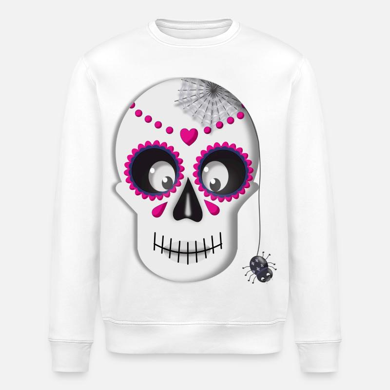 Crâne de sucre - Sweat bio ROLLER Stanley/Stella Unisexe - blanc