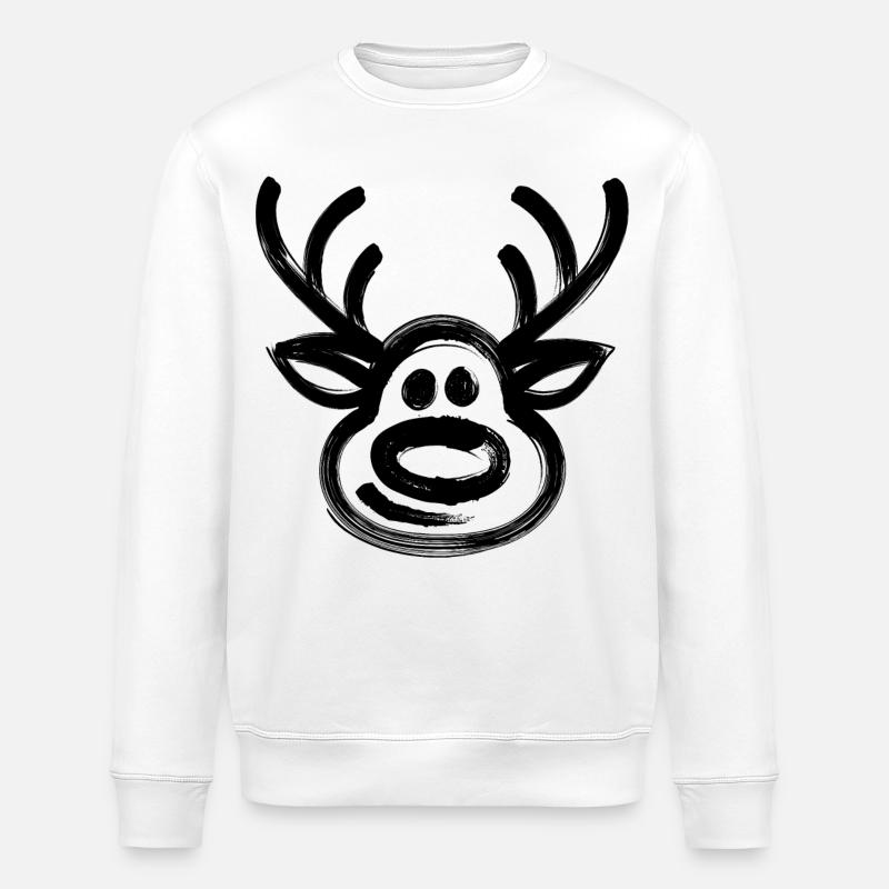 Noël Rennier visage Cerf - Sweat bio ROLLER Stanley/Stella Unisexe - blanc