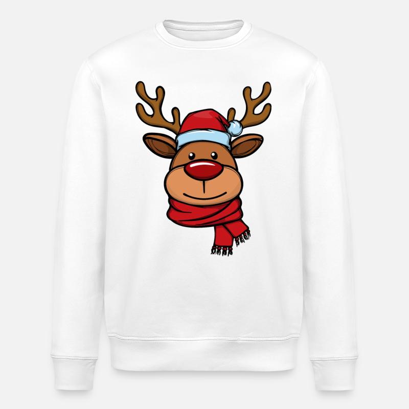 Noël Xmas le visage de renne - Sweat bio ROLLER Stanley/Stella Unisexe - blanc
