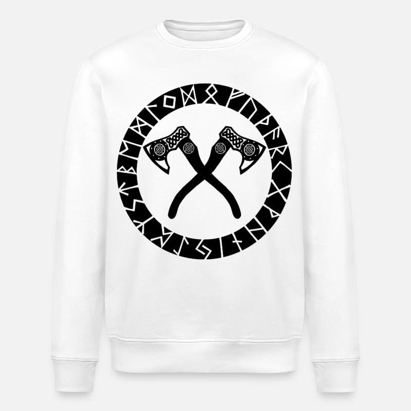 Haches noires vikings - Sweat bio ROLLER Stanley/Stella Unisexe - blanc