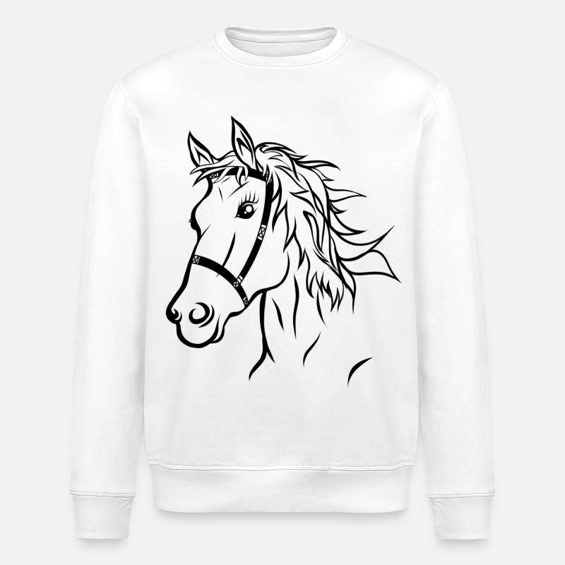 Pferdekopf Pferd Reiten Geschenk - Stanley/Stella Unisex Bio-Sweatshirt ROLLER - Weiß