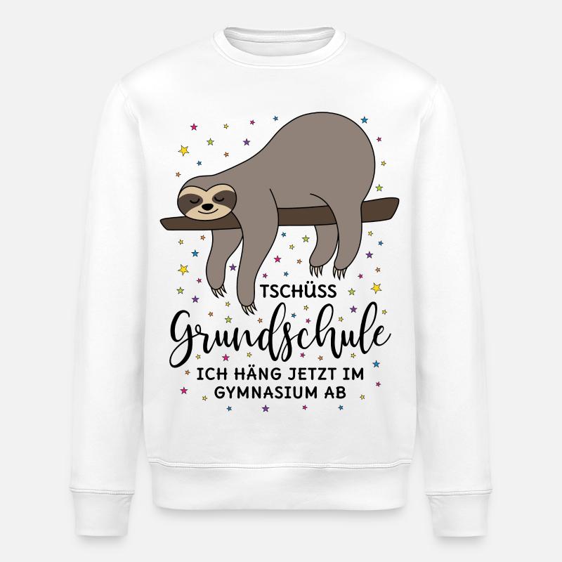Grundschule Abschluss Tschüss Faultier Gymnasium - Stanley/Stella Unisex Bio-Sweatshirt ROLLER - Weiß