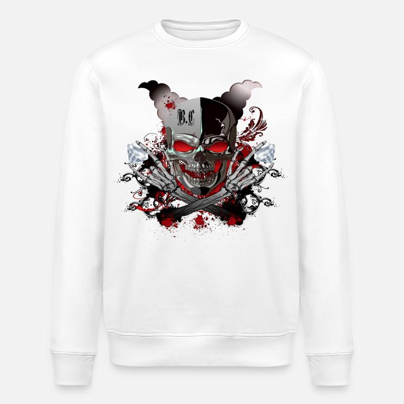 Diamant Skull - Sweat bio ROLLER Stanley/Stella Unisexe - blanc