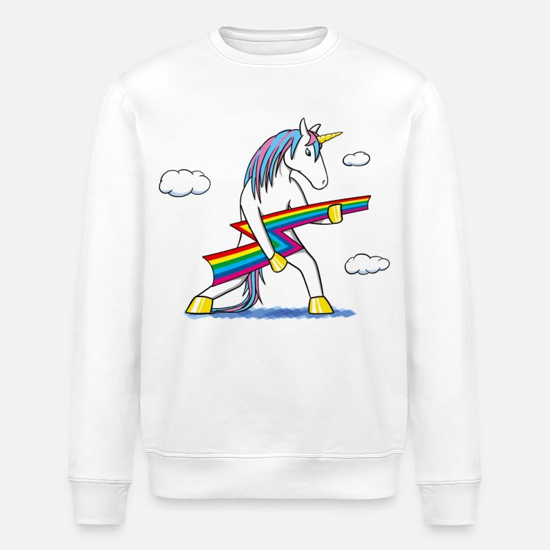Rainbow Rock – Einhorn mit Regenbogenblitz - Stanley/Stella Unisex Bio-Sweatshirt ROLLER - Weiß