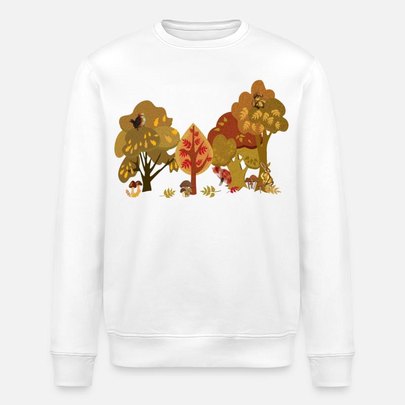 Herbstwald Tierwelt Silhouette - Stanley/Stella Unisex Bio-Sweatshirt ROLLER - Weiß
