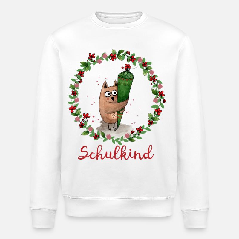 Schulkind Eule - Stanley/Stella Unisex Bio-Sweatshirt ROLLER - Weiß