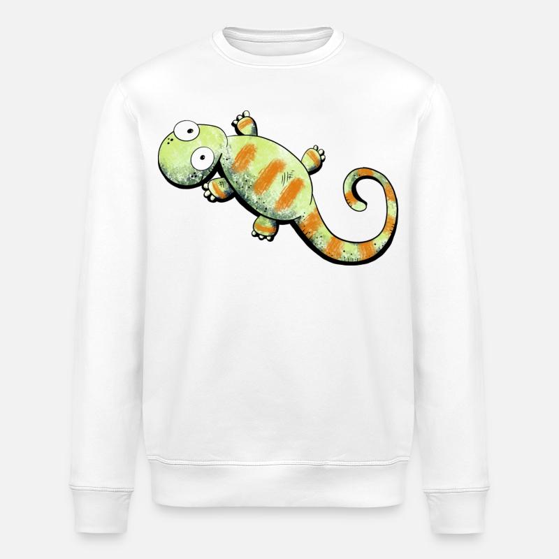Joyeux Gecko I Lézard - Sweat bio ROLLER Stanley/Stella Unisexe - blanc