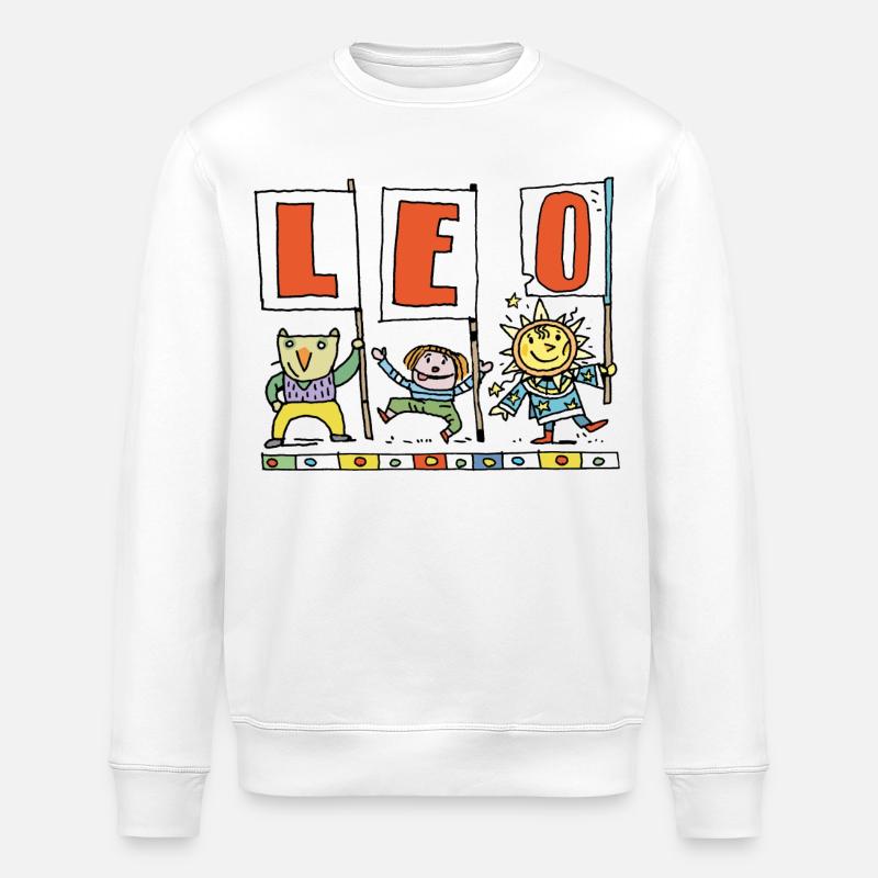 Leo Kinder Banner Kunst - Stanley/Stella Unisex Bio-Sweatshirt ROLLER - Weiß