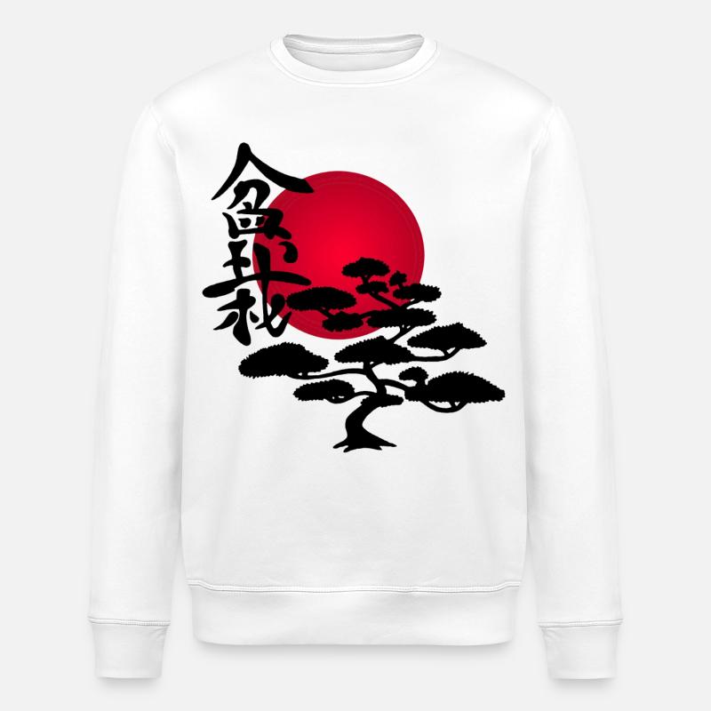 Schwarzer Baum und rote Sonne - Stanley/Stella Unisex Bio-Sweatshirt ROLLER - Weiß