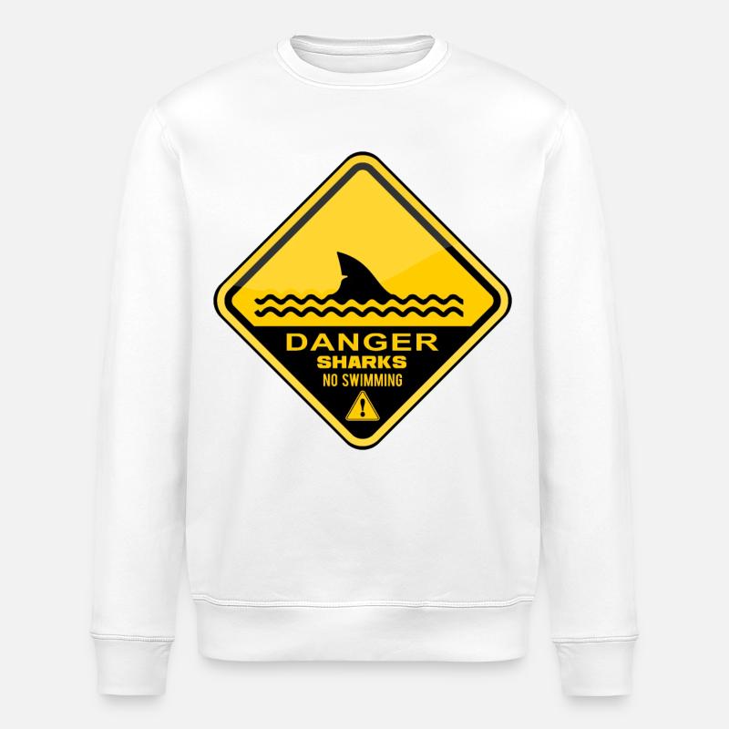 Danger Requins Pas de natation - Sweat bio ROLLER Stanley/Stella Unisexe - blanc