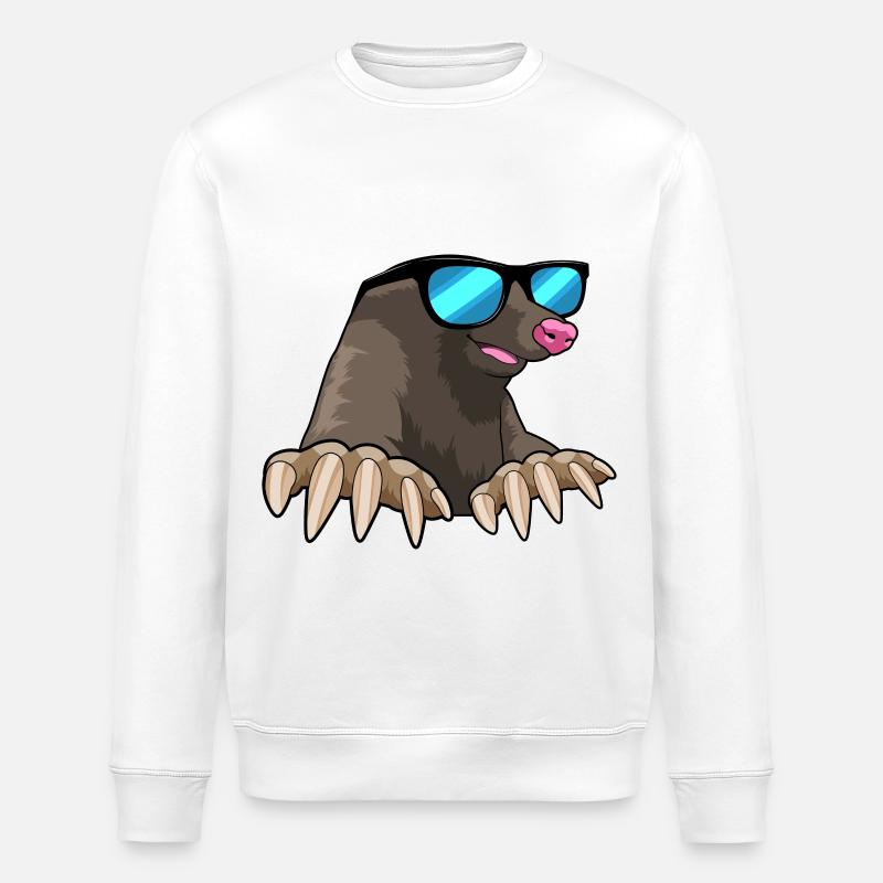 Maulwurf mit Sonnenbrille - Stanley/Stella Unisex Bio-Sweatshirt ROLLER - Weiß