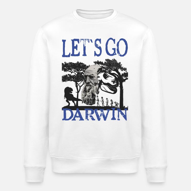 Charles Darwin Evolution textile gift idea - Stanley/Stella ROLLER Unisex Organic Sweatshirt - white