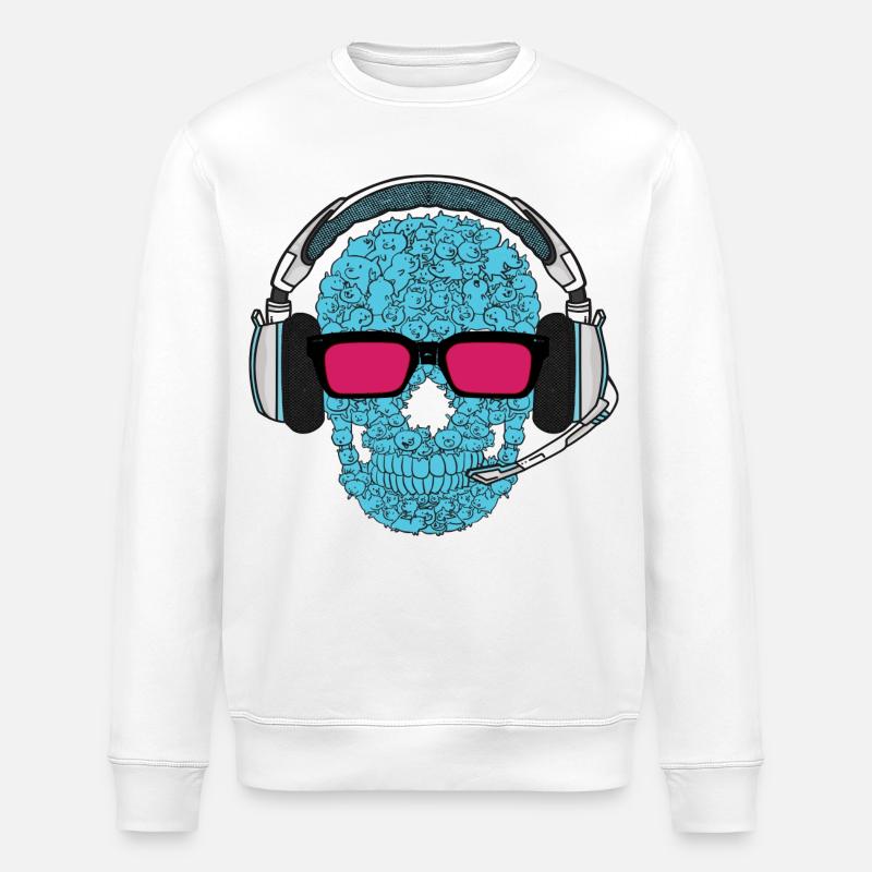 Crâne de musique - Sweat bio ROLLER Stanley/Stella Unisexe - blanc