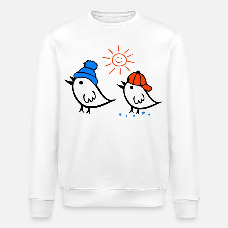 Sparrow, Sun, Spring - Stanley/Stella ROLLER Unisex Organic Sweatshirt - white