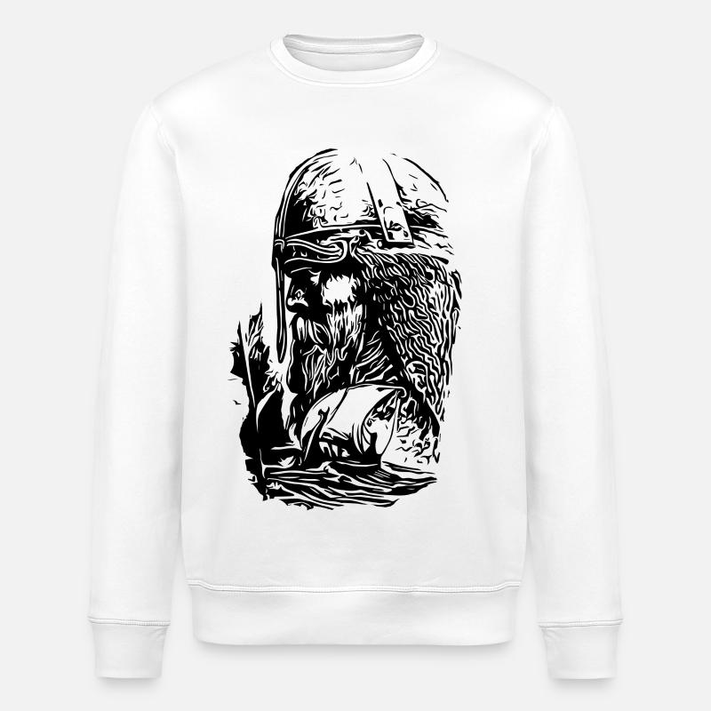 Vikings avec navire - Sweat bio ROLLER Stanley/Stella Unisexe - blanc